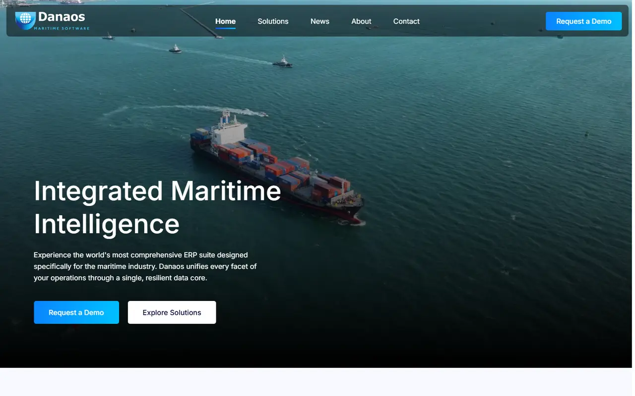 Screenshot of the Danaos website