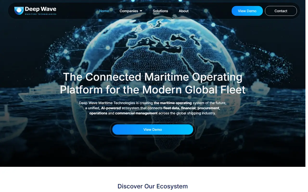 Screenshot of the Deep Wave website