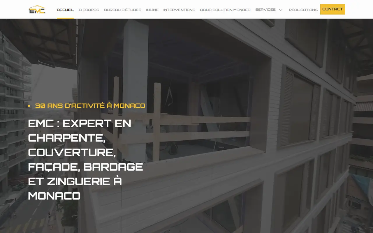 Screenshot of the EMC website
