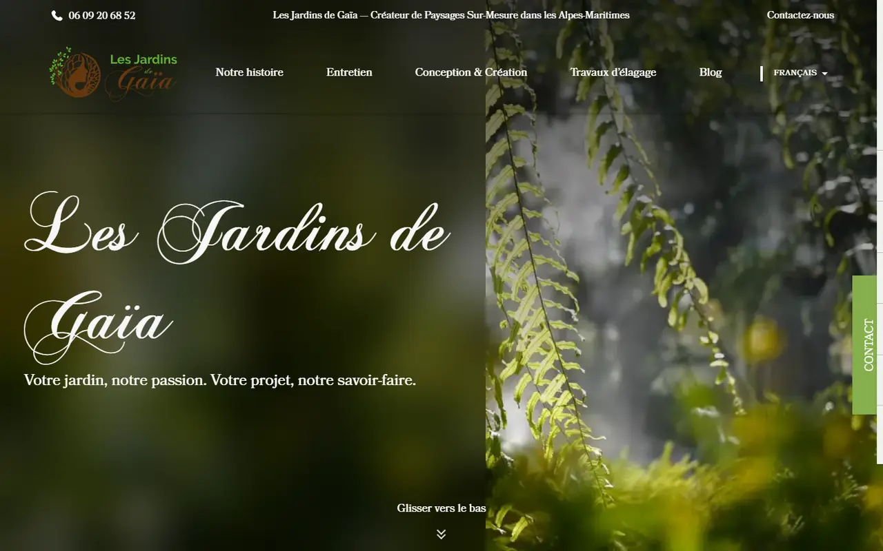 Screenshot of the Les Jardins de Gaïa website