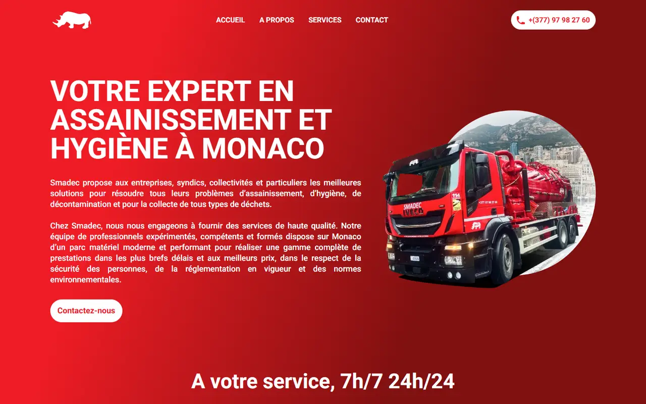 Screenshot of the Smadec website