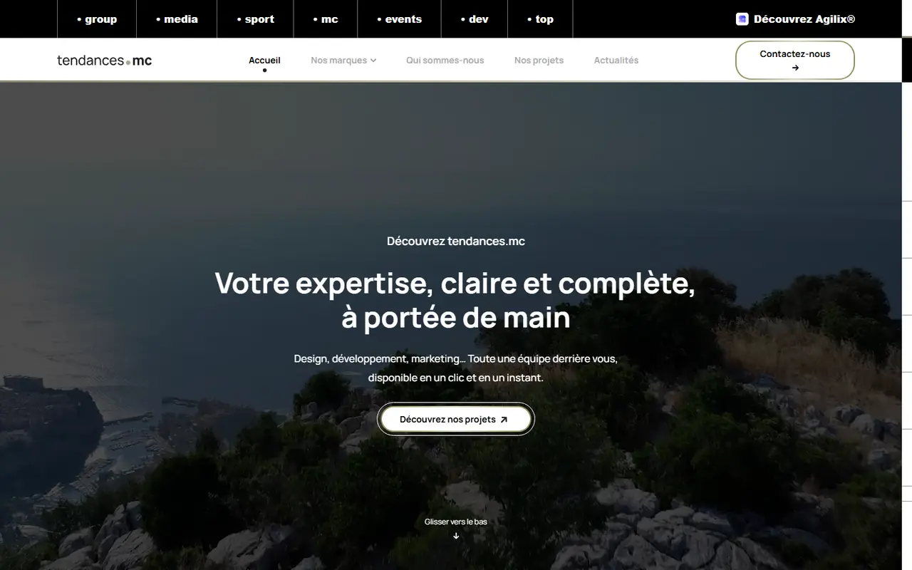 Screenshot of the Tendances MC website